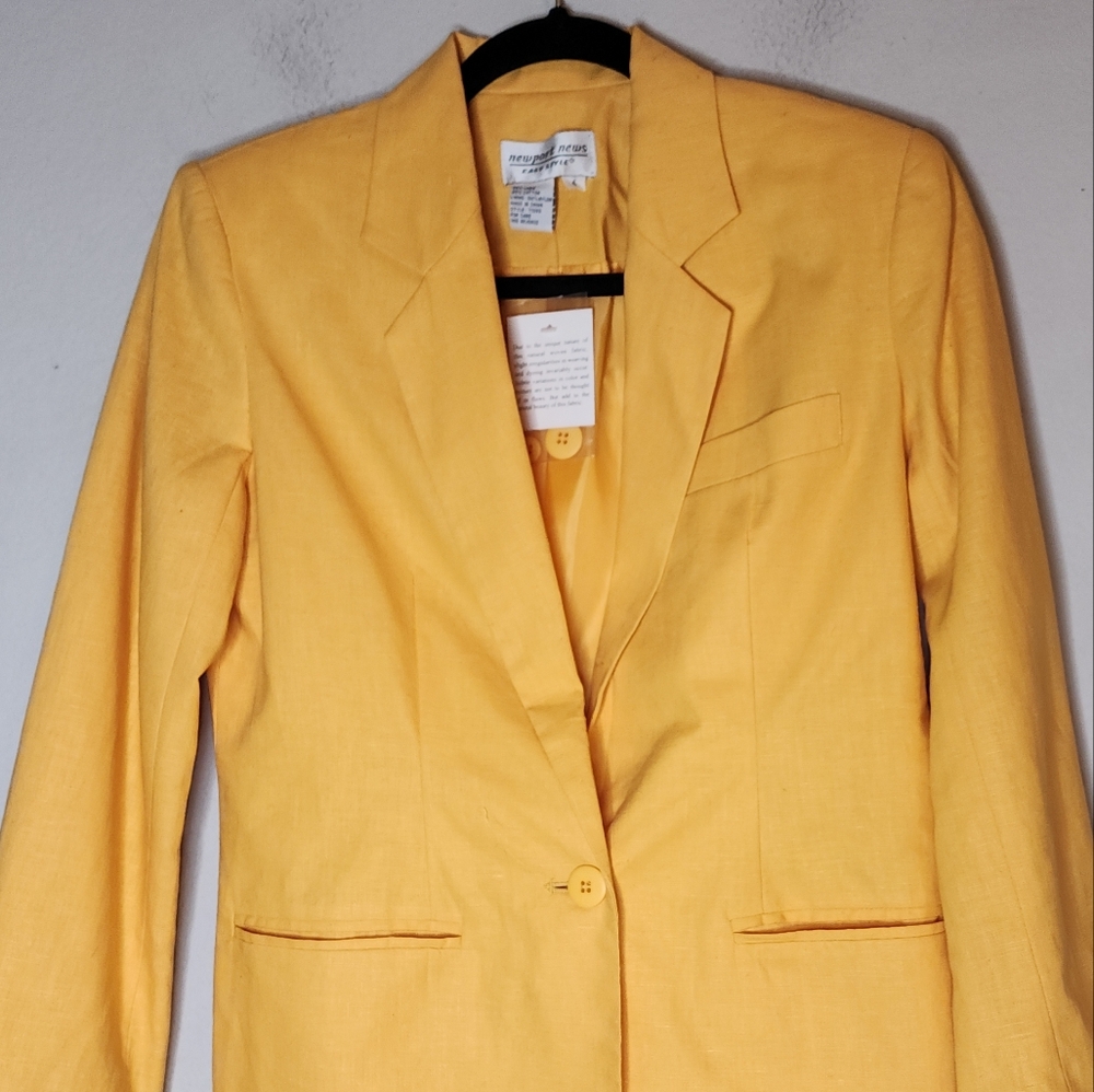 NWT Newport News Linen Cotton Yellow Single Button Blazer Size‎ 4 - Picture 16 of 16